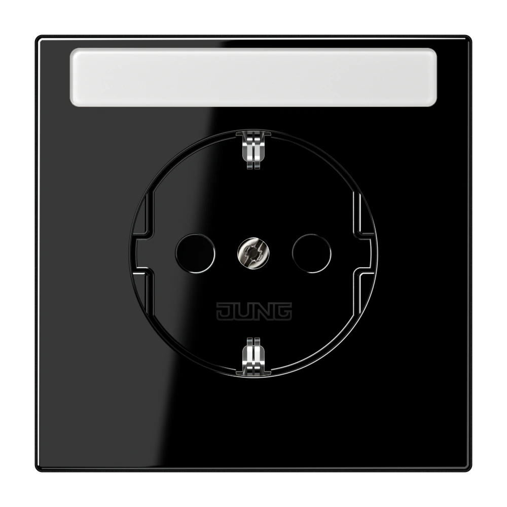SCHUKO®-розетка с полем для надписи — JUNG LS 990, Чёрный, арт. LS1521NASW