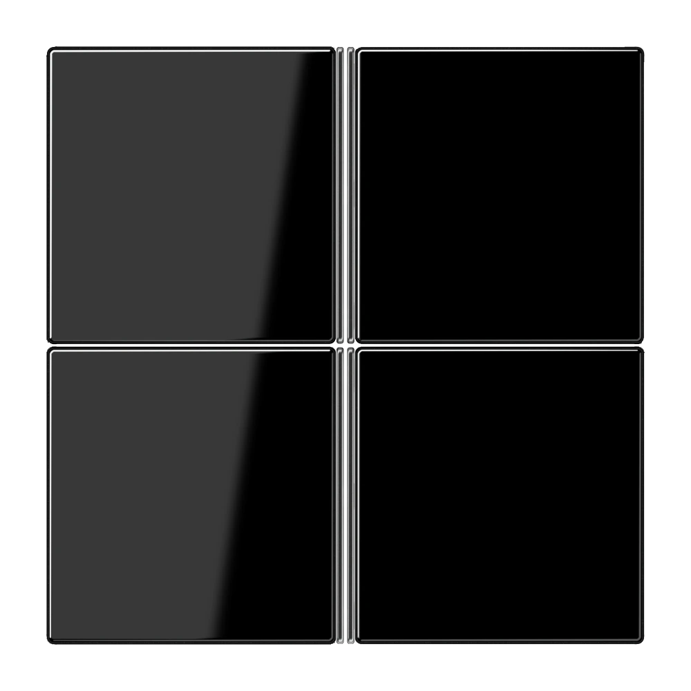 Cover kit 4-gang, complete — JUNG LS 990, black, art. LS404TSASW