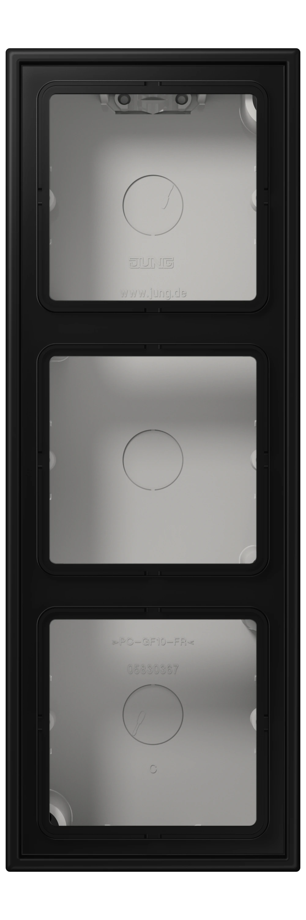 Surface cap, 3-gang — JUNG LS CUBE, Matt Black, art. LS583ASWM