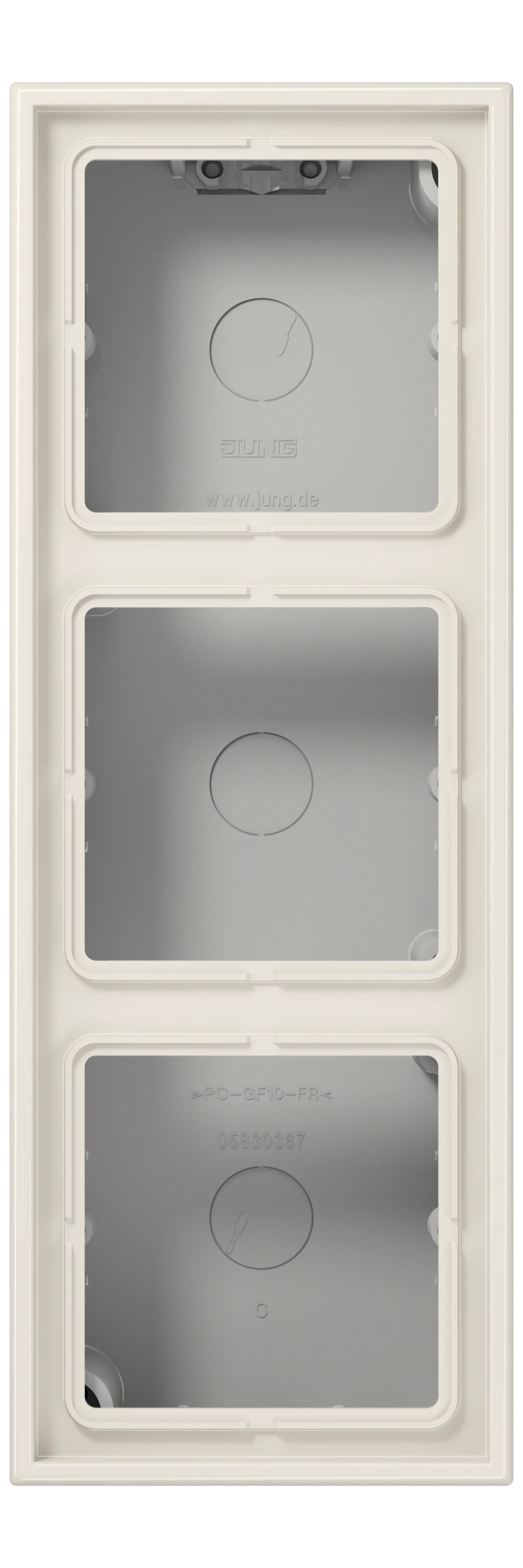 Surface cap, 3-gang — JUNG LS CUBE, Ivory, art. LS583AW