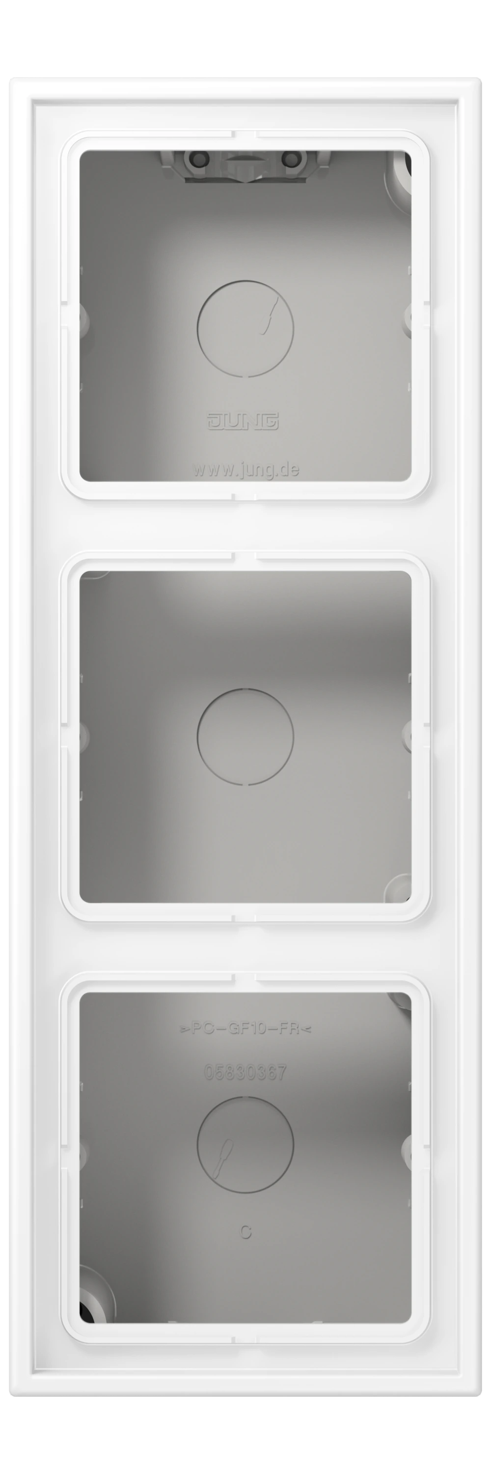 Surface cap, 3-gang — JUNG LS CUBE, Matt White, art. LS583AWWM