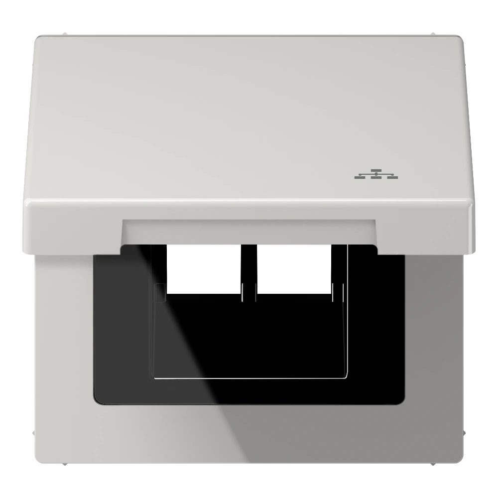 Hinged lid with symbol "LAN" — JUNG LS 990, light grey, art. LS990BFKLLANLG