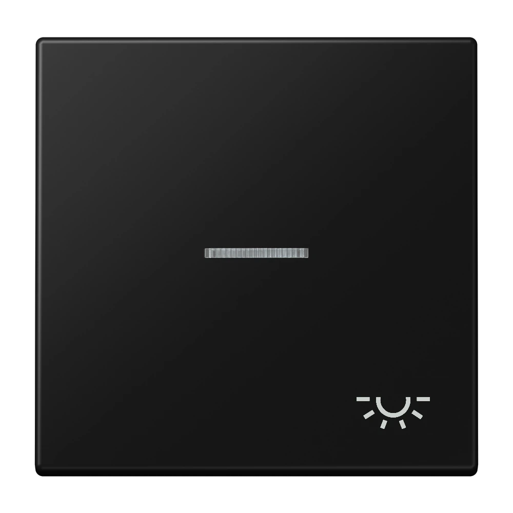 Клавиша с символом «освещение» и окошком — JUNG LS 990, Matt Black, арт. LS990KO5LSWM