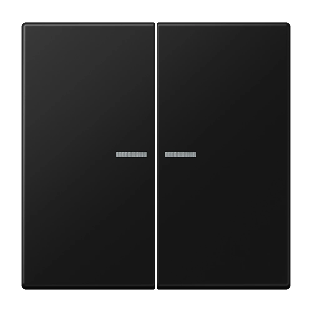 2-gang rocker for switch and push-button, with lens — JUNG LS 990, Matt Black, art. LS995KO5SWM