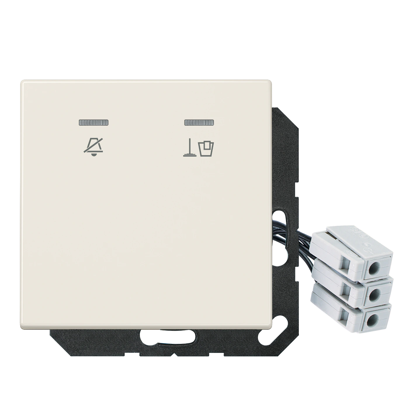 Hotel centre plate with LED unit 230 V, corridor unit — JUNG LS 990, ivory, art. LSCUKO5M230