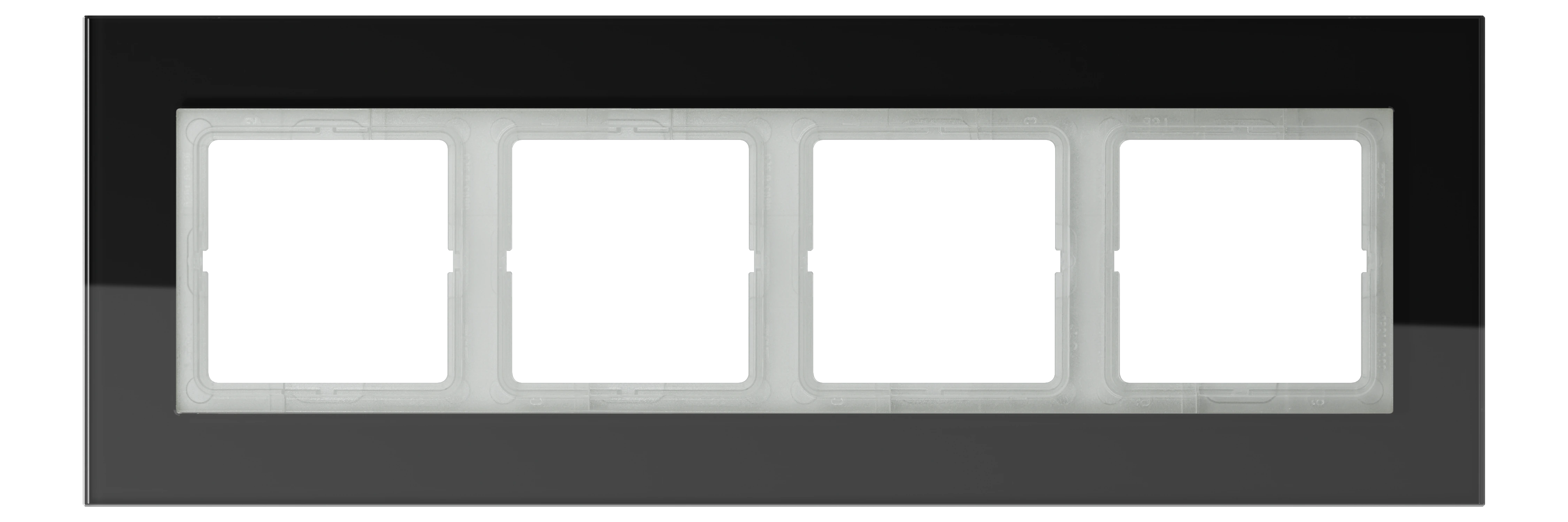 Glass frame for horizontal and vertical installation — JUNG LS PLUS, Black, art. LSP984GLSW