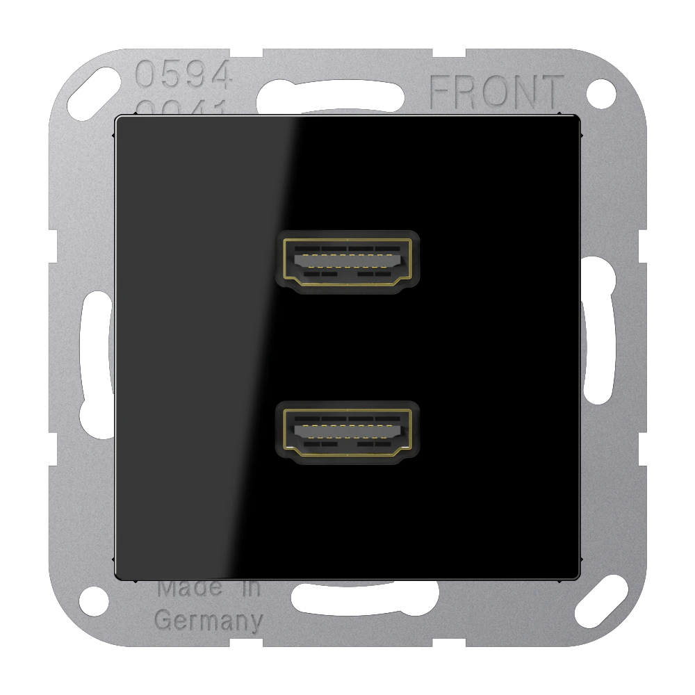 2 x HDMI, термопласт, серия A, чёрный — JUNG Мультимедиа, Чёрный, арт. MAA1133SW