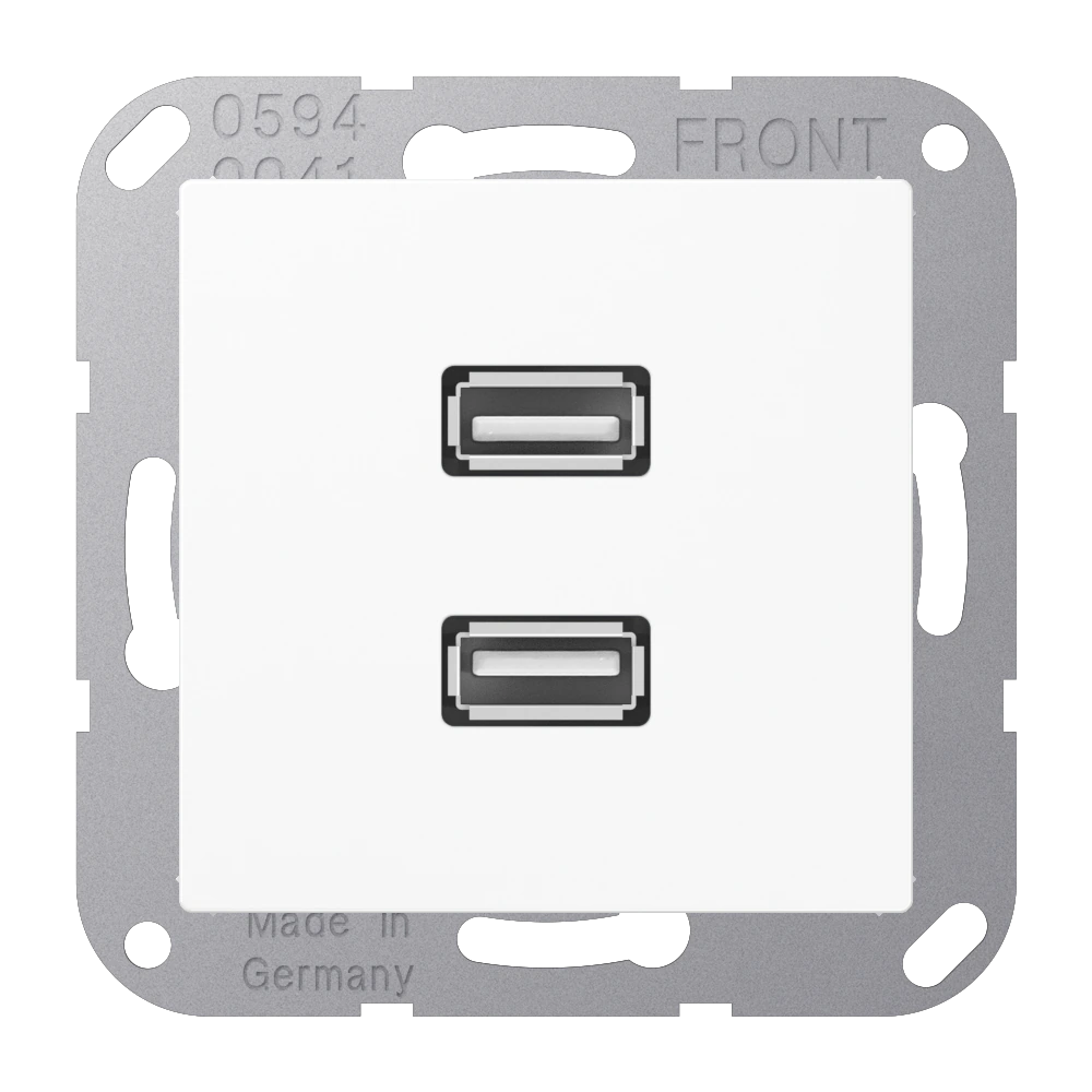 2 x USB 2.0 — JUNG Multimedia, Alpine White, art. MAA1153WW