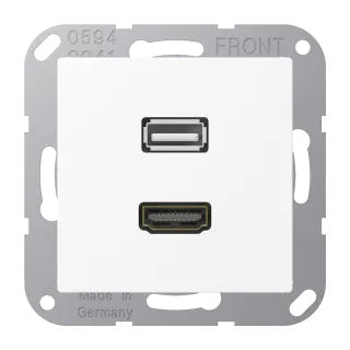 HDMI / USB 2.0, термопласт лак., серия A, матовый белый