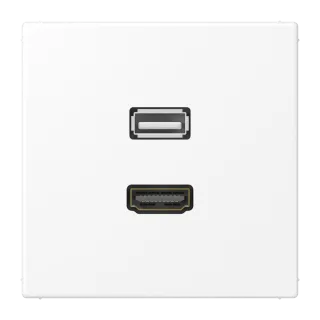 HDMI / USB 2.0, термопласт лак., серия LS, матовый белый