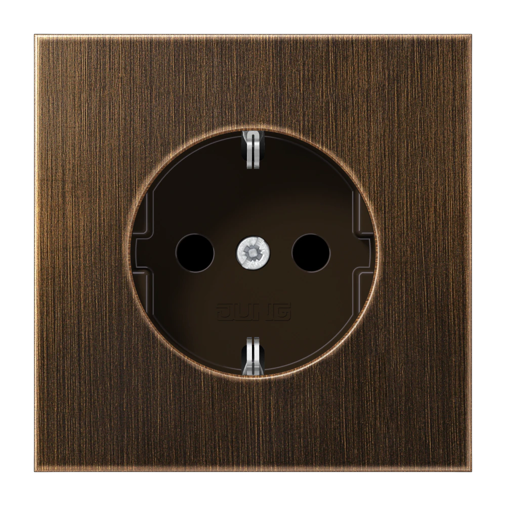 SCHUKO® socket with contact protection — JUNG LS 990, antique brass, art. ME1520KIAT