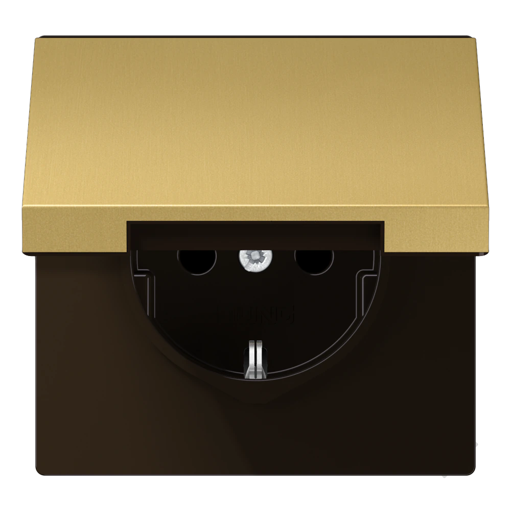 SCHUKO®-розетка с откидной крышкой — JUNG LS 990, Классическая латунь, арт. ME1521KLC