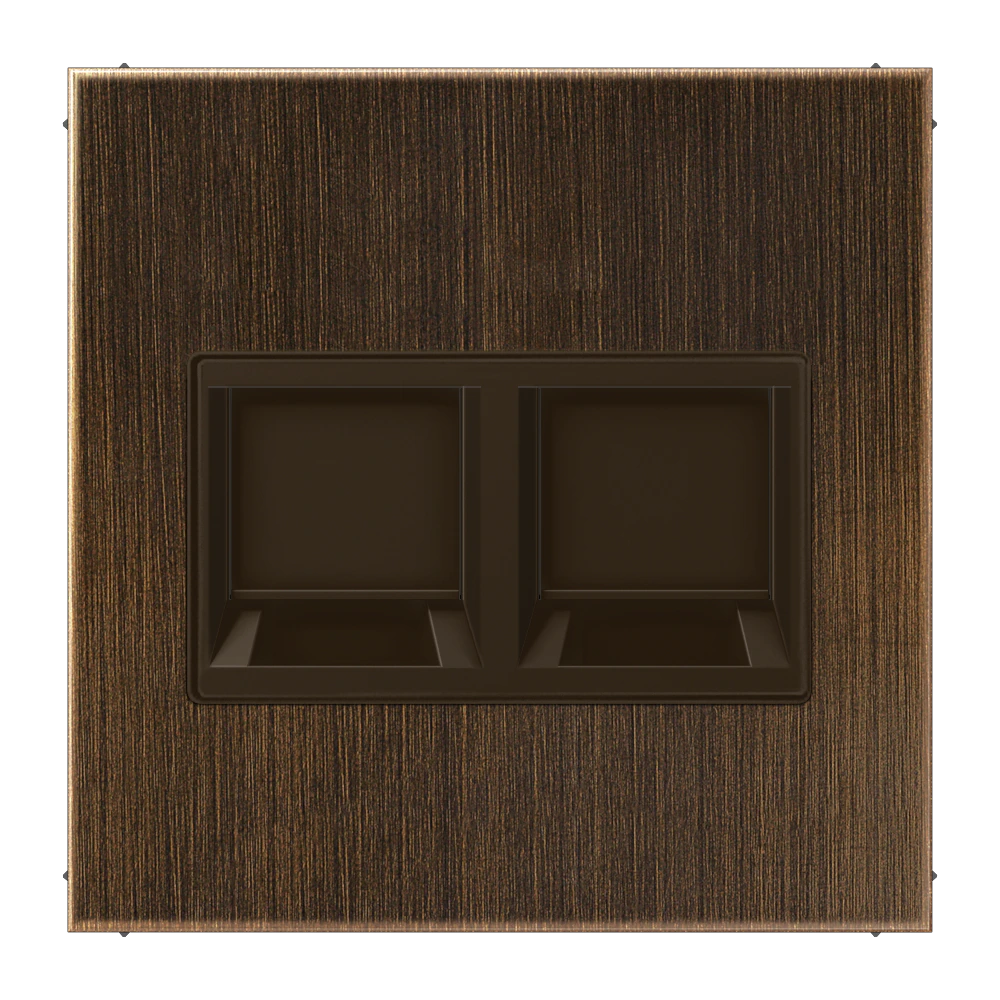 Centre plate for modular jack sockets — JUNG LS 990, antique brass, art. ME1969-2WEAT