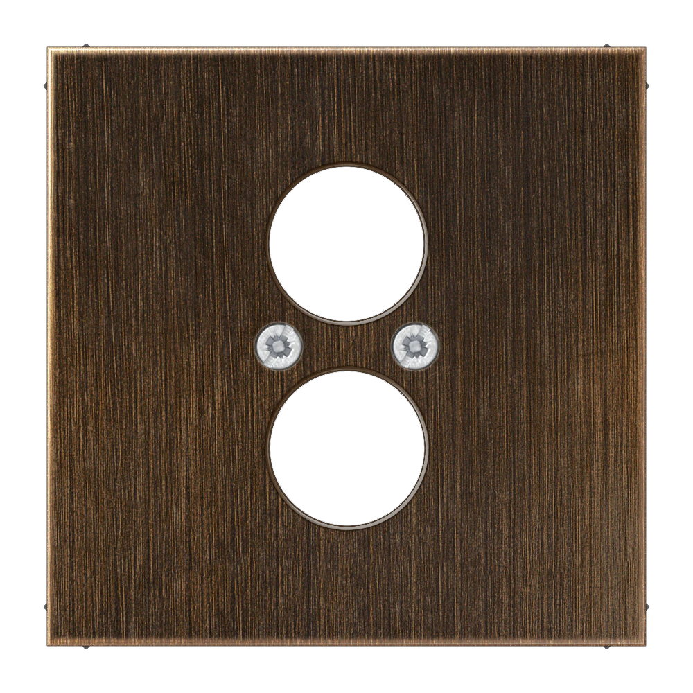 Centre plate for 2 circular electrical connectors — JUNG LS 990, antique brass, art. ME2962-2AT
