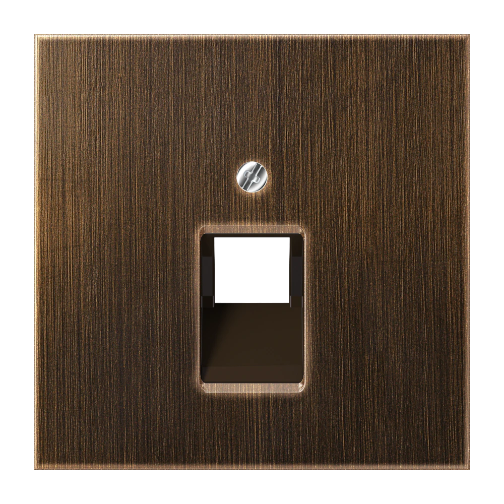 Centre plate for 1-gang modular jack socket (8-pole) — JUNG LS 990, antique brass, art. ME2969-1UAAT