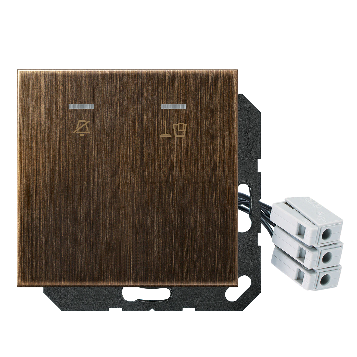 Hotel centre plate with LED unit 24 V, corridor unit — JUNG LS 990, antique brass, art. MECUKO5M24AT
