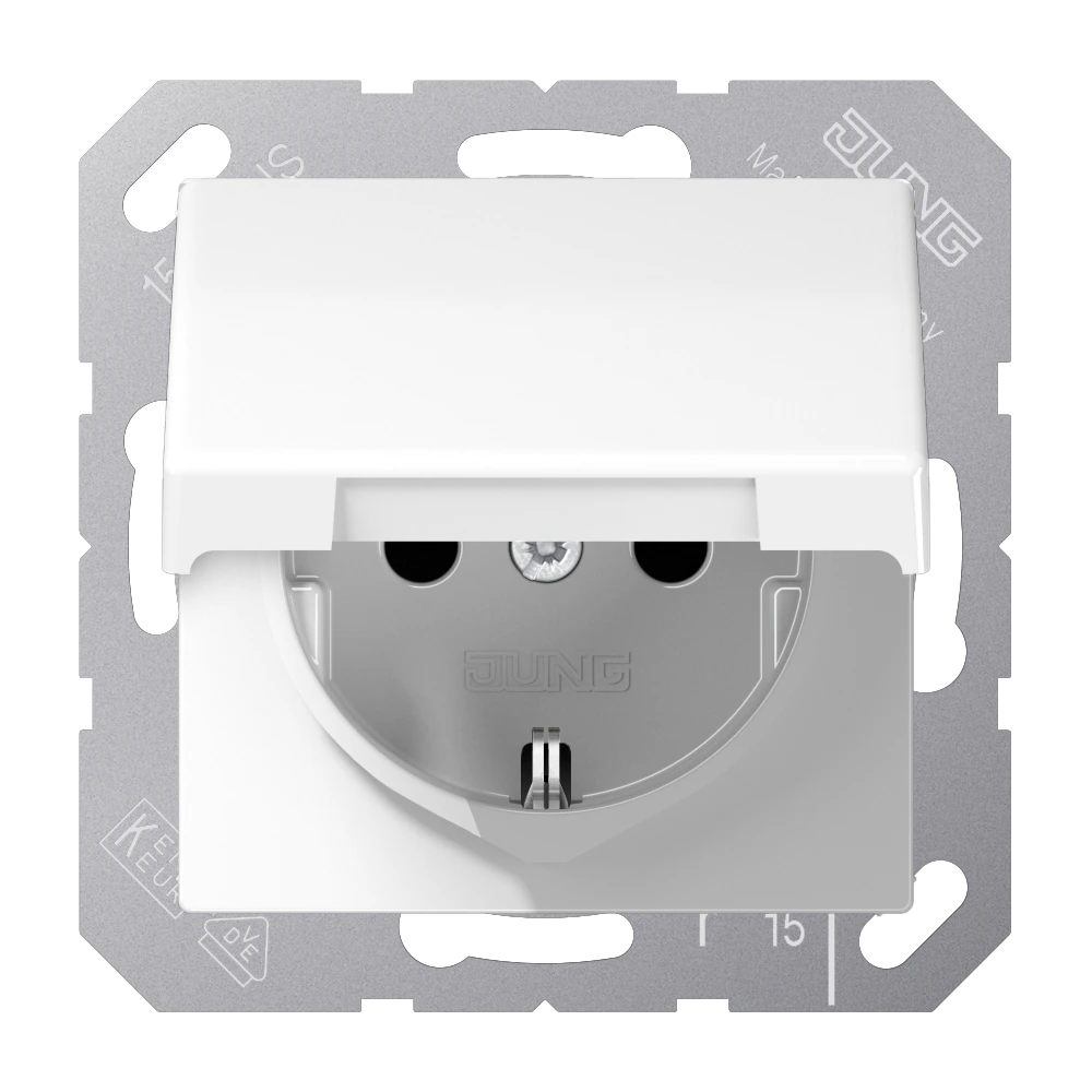 SCHUKO®-розетка 16 A / 250 B ~ — JUNG AS 500 SilverPLUS, Белый, арт. SPAS1520KIKLWW