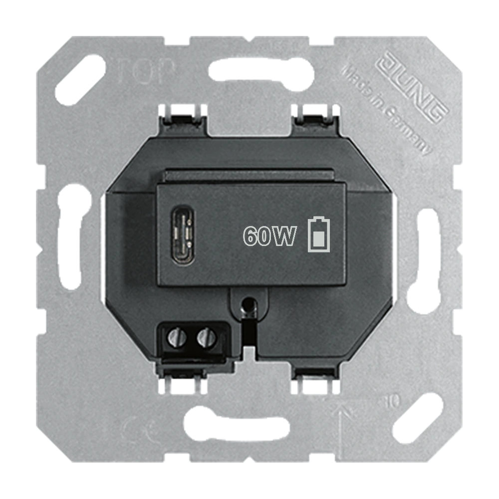 USB charger, Power Delivery — JUNG Other, Black, art. USBPD60CSW