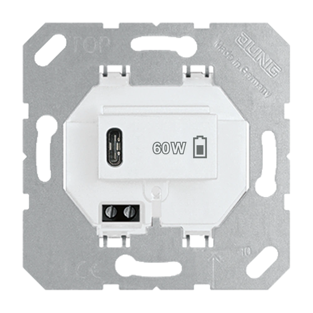 USB charger, Power Delivery — JUNG Other, Alpine White, art. USBPD60CWW